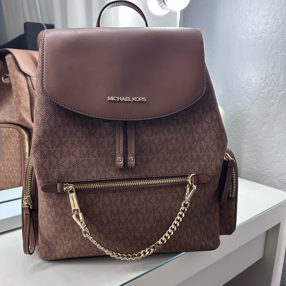 Michael Kors Jet Set Monogram Medium Pebbled Leather Backpack